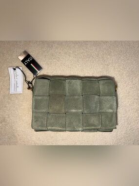 Viola Castellano Woven Suede Crossbody / Clutch - Olive Green